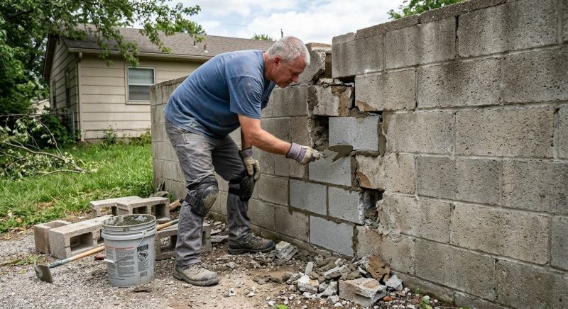 Cinder Block Wall Repair in Deland, FL